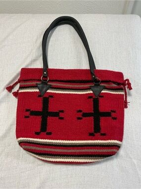 El Paso Saddleblanket Wool Tote Bag Southwestern Native Aztec Boho 19x14